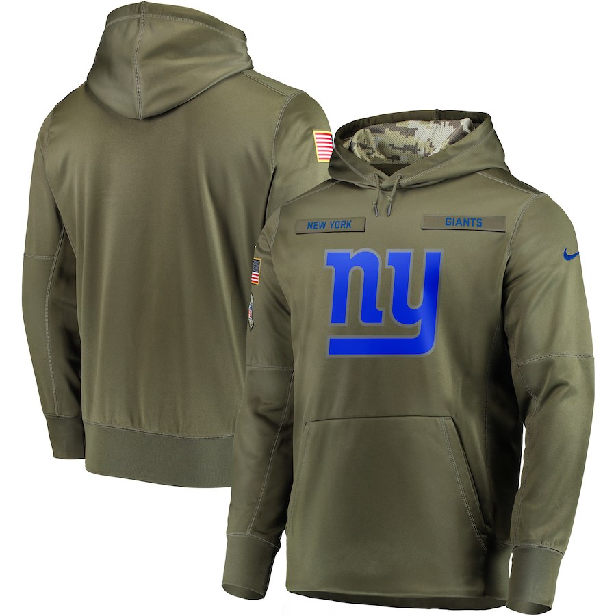 Men New York Giants Nike Olive Salute To Service KO Performance Hoodie Green->miami dolphins->NFL Jersey